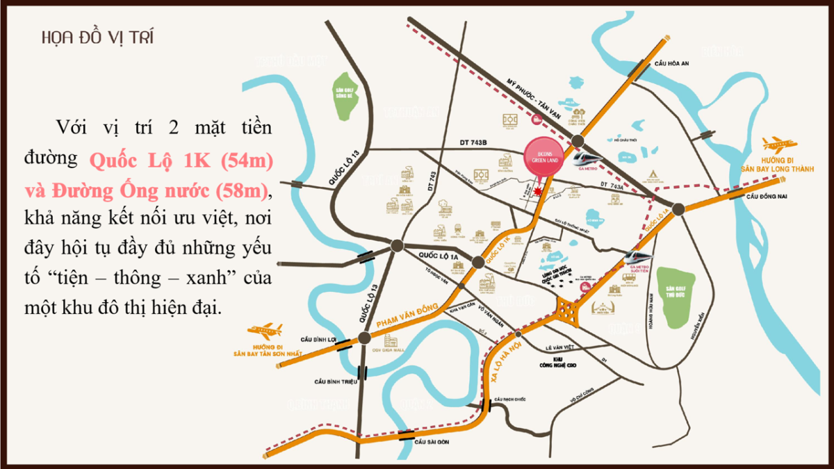 Vị trí dự án Bcons Asahi, Quốc Lộ 1K